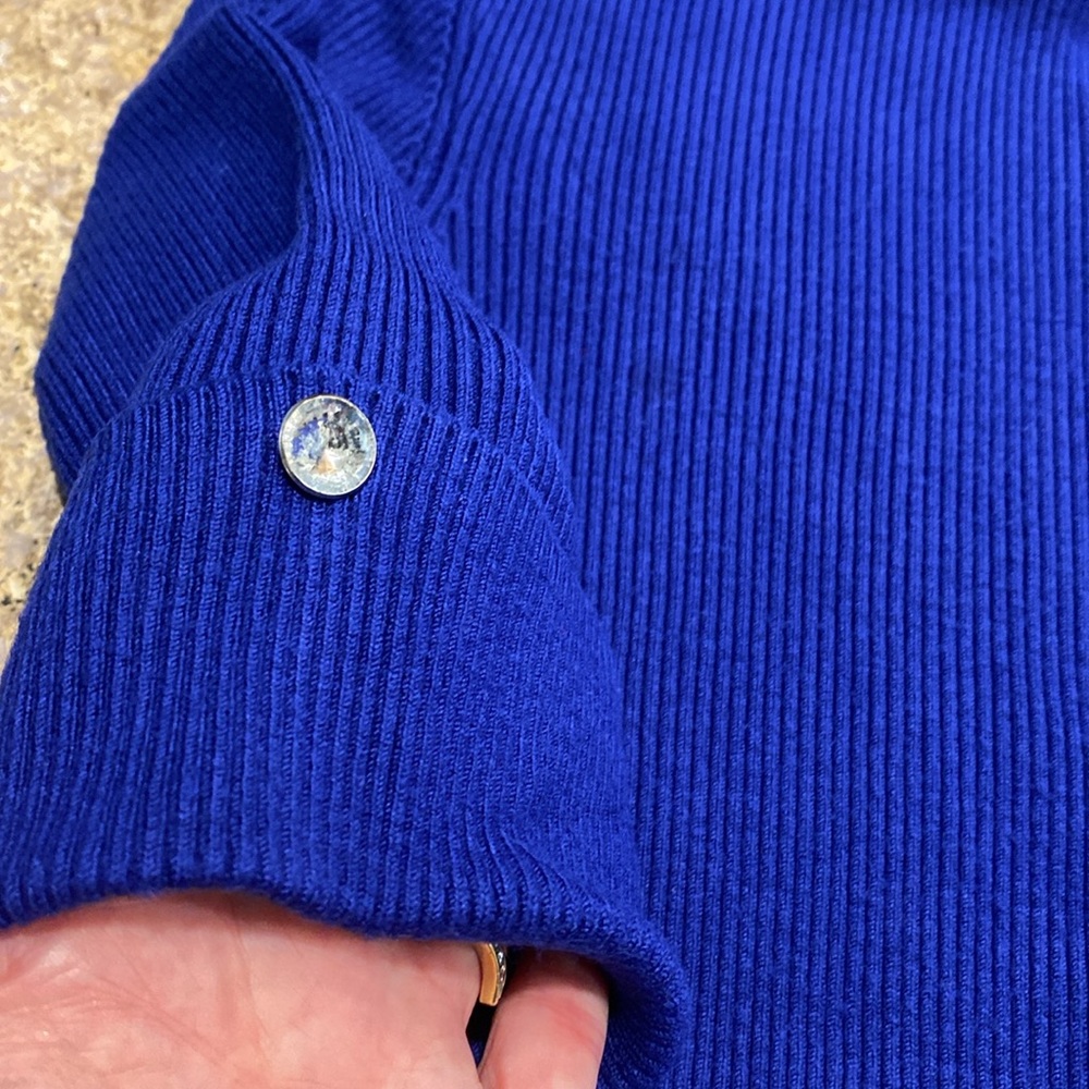 INC International Concepts Blue Short Sleeve Sweater Cuffs With Fun Buttons S - Picture 4 of 17
